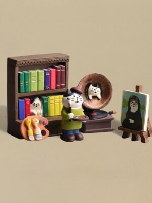 🐱Miniature Mona Lisa Cat Reading & Painting Set