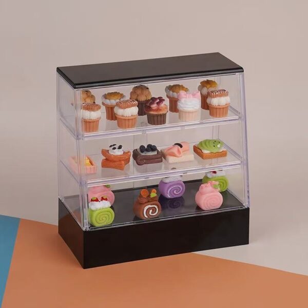 🍰Mini Cake Display Cabinet – Sliding Door Dollhouse Shelf for Bakery & Shop Scenes